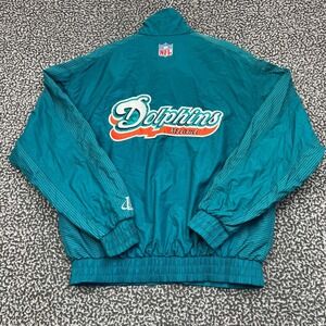 Vintage Miami Dolphins Jacket Men Medium Logo Athletic Full Zip Long Sleeve